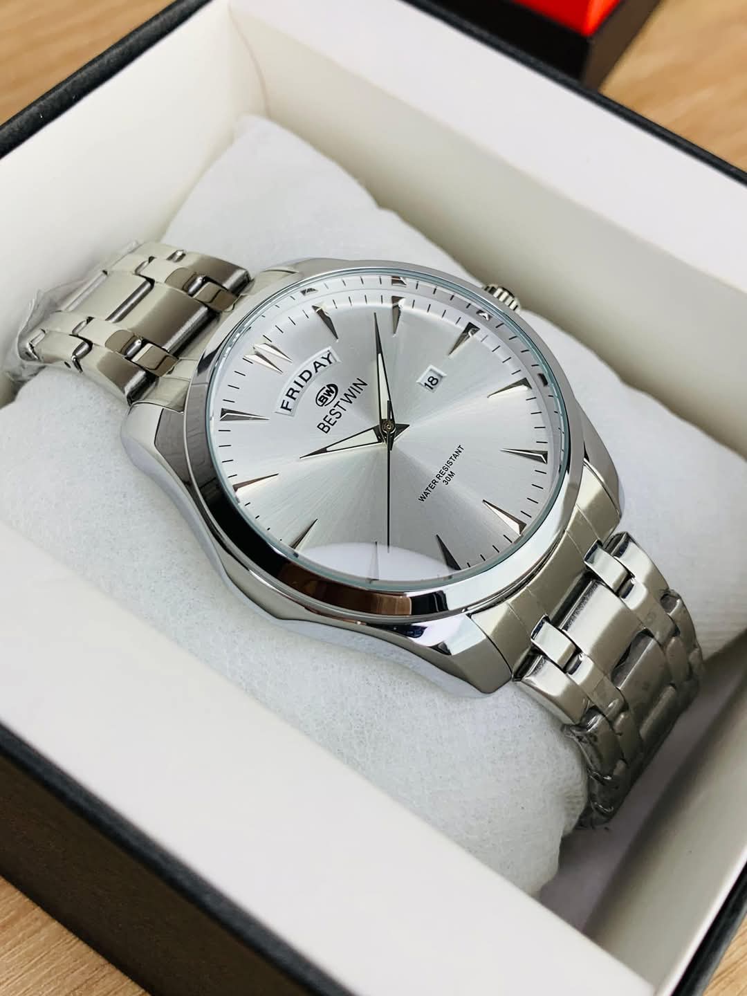 BestWin Men’s Classic Stainless Steel Watch (Day & Date)