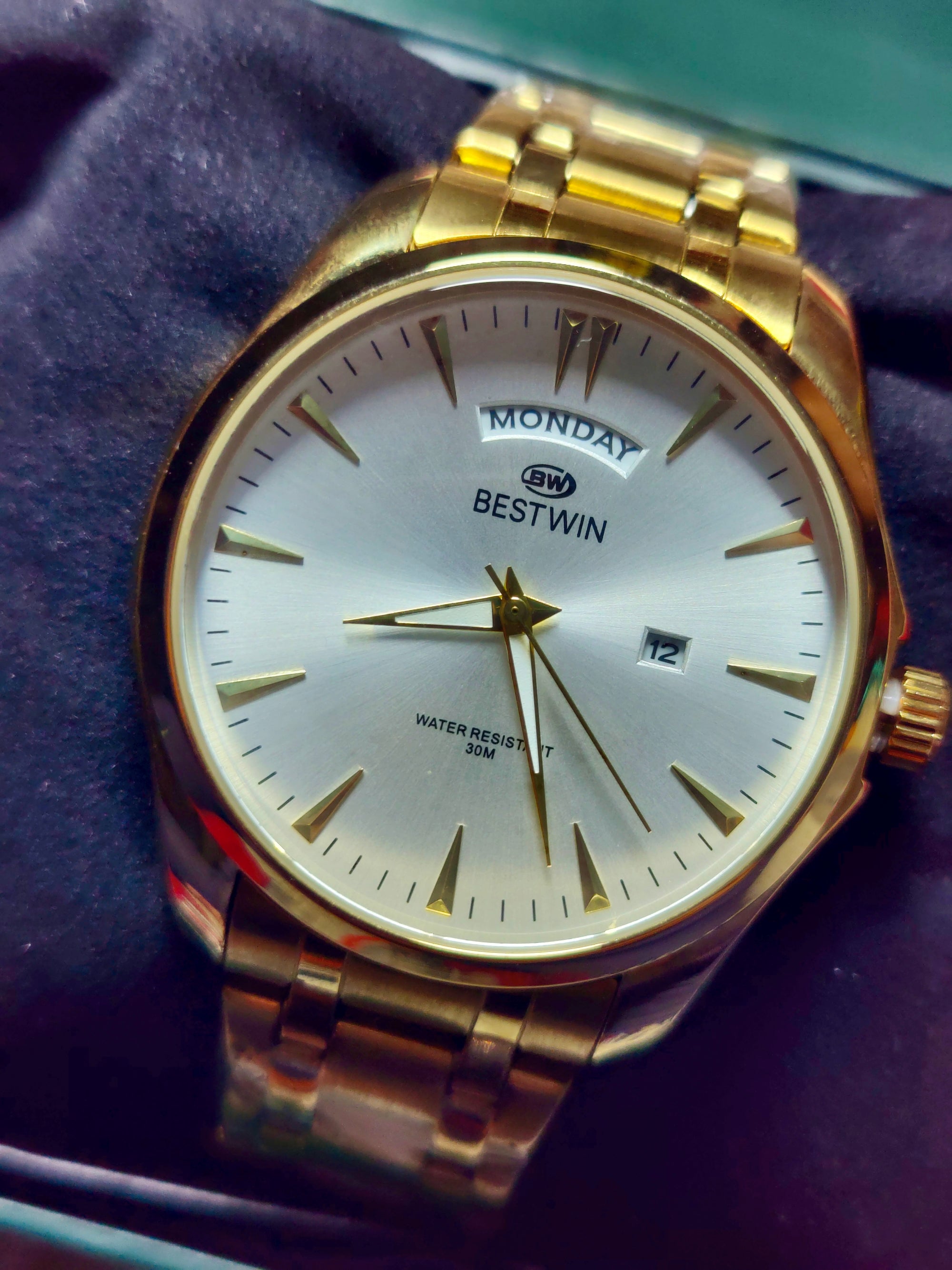 BestWin Men’s Classic Stainless Steel Watch (Day & Date)