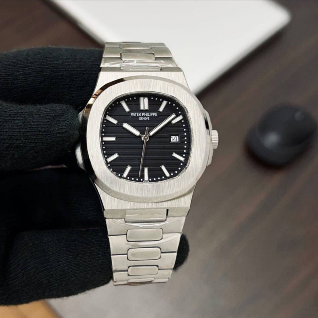 Patek Philippe Stainless Steel Watch – Silver & Black Dial Options