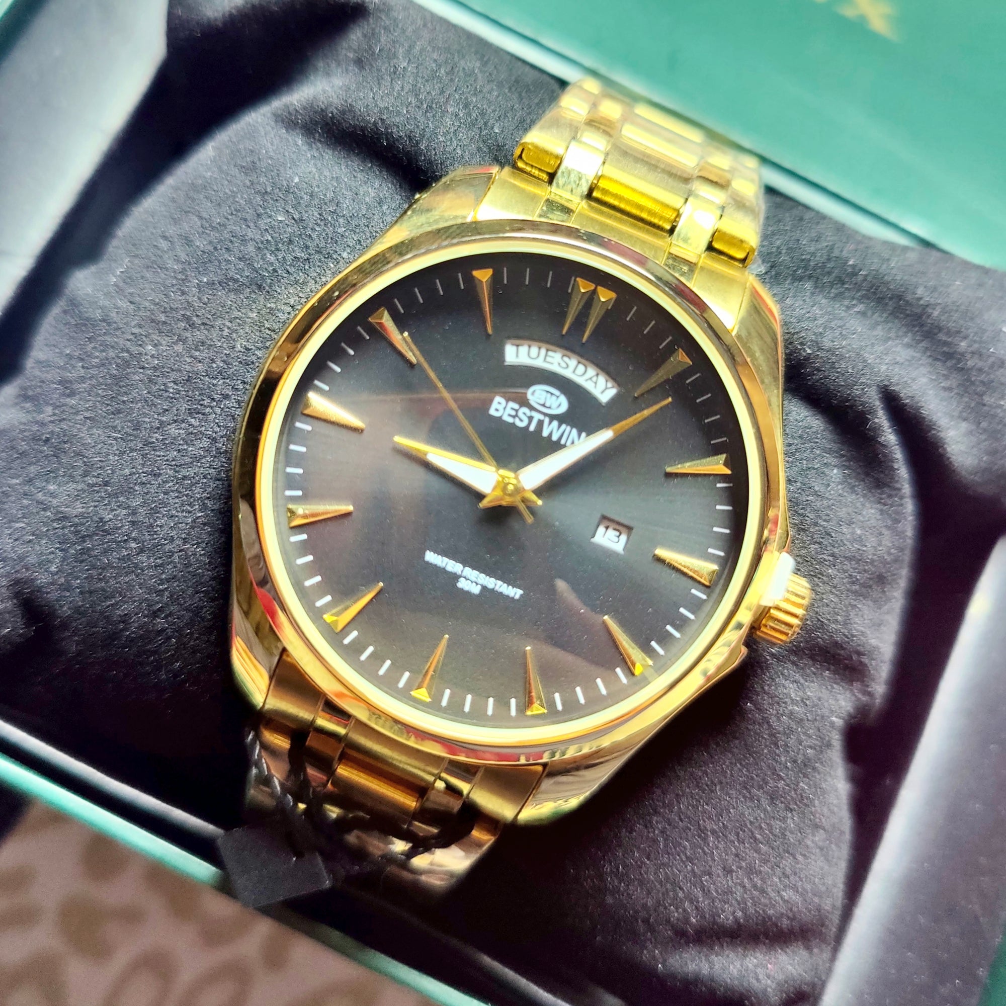 BestWin Men’s Classic Stainless Steel Watch (Day & Date)
