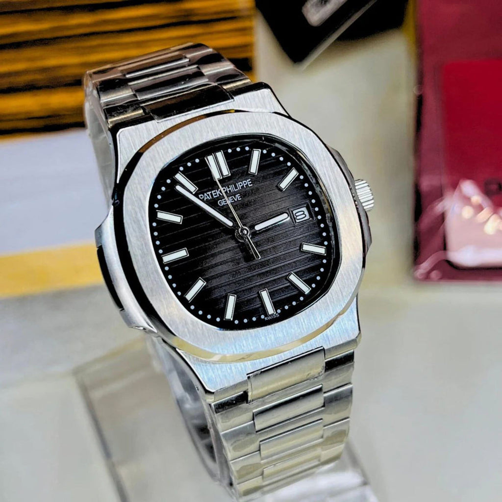 Patek Philippe Stainless Steel Watch – Silver & Black Dial Options