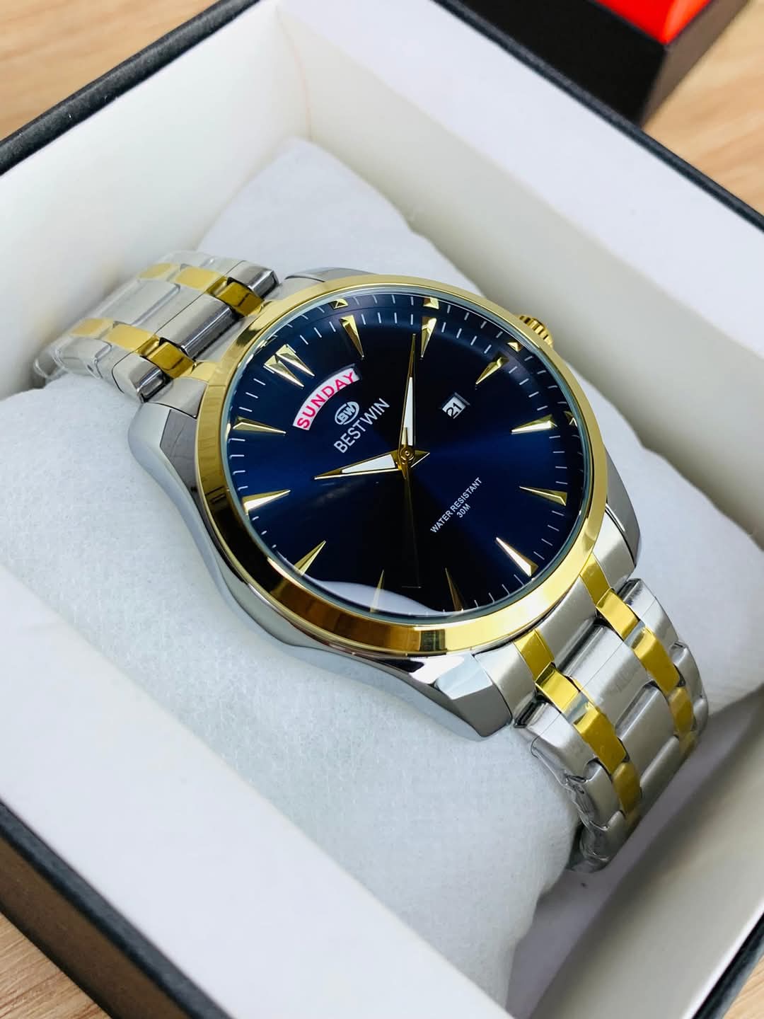 BestWin Men’s Classic Stainless Steel Watch (Day & Date)